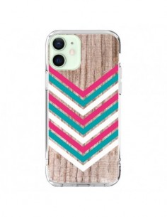 Cover iPhone 12 Mini Tribale Azteco Legno Wood Freccia...