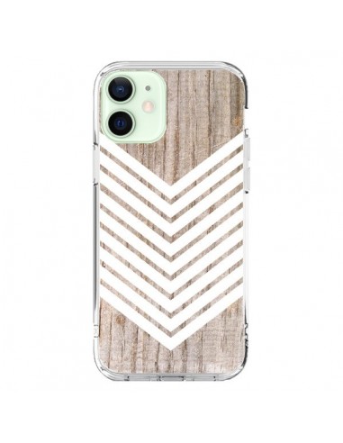 Coque iPhone 12 Mini Tribal Aztèque Bois Wood Flèche Blanc - Laetitia