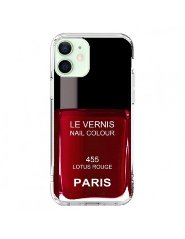 Coque iPhone 12 Mini Vernis Paris Lotus Rouge - Laetitia