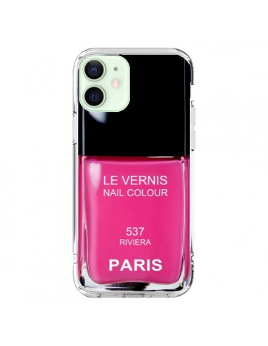 Coque iPhone 12 Mini Vernis Paris Riviera Rose - Laetitia