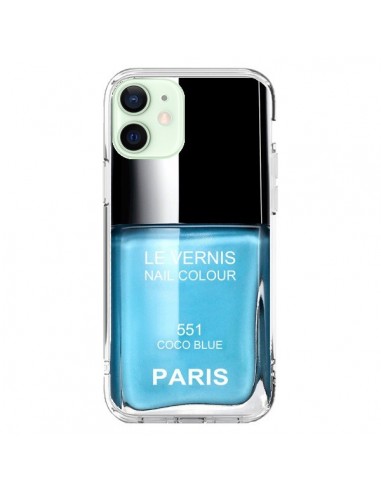 Coque iPhone 12 Mini Vernis Paris Coco Blue Bleu - Laetitia