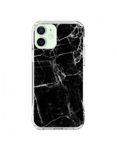 Coque iPhone 12 Mini Marbre Marble Noir Black - Laetitia