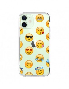 Coque iPhone 12 Mini Smiley Emoticone Emoji Transparente...