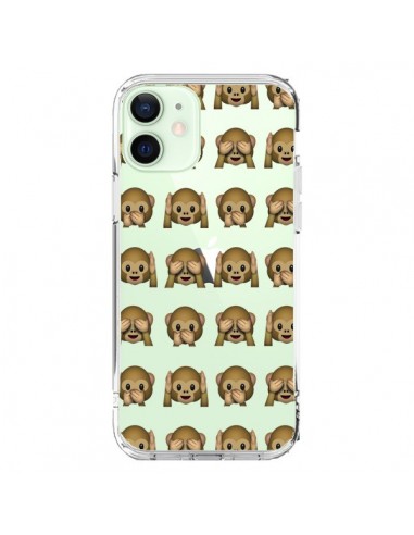 Coque iPhone 12 Mini Singe Monkey Emoticone Emoji Transparente - Laetitia