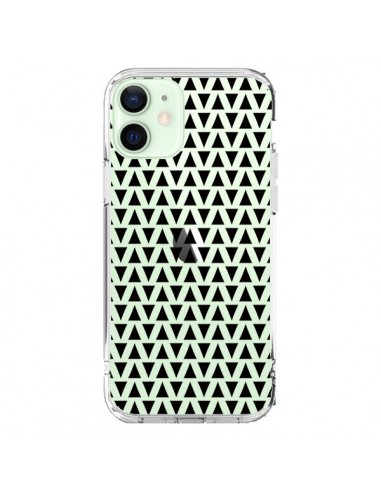 Coque iPhone 12 Mini Triangles Romi Azteque Noir Transparente - Laetitia