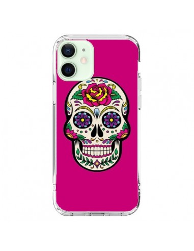 Coque iPhone 12 Mini Tête de Mort Mexicaine Rose Fushia - Laetitia