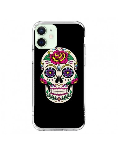 Coque iPhone 12 Mini Tête de Mort Mexicaine Multicolore Noir - Laetitia