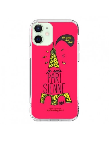 Coque iPhone 12 Mini Je suis Parisienne La Tour Eiffel Rose - Leellouebrigitte