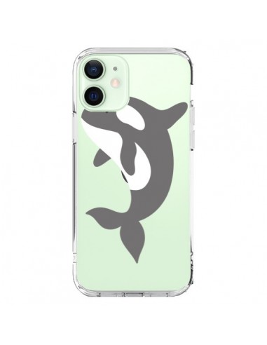 Coque iPhone 12 Mini Orque Orca Ocean Transparente - Petit Griffin