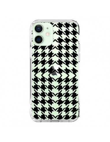 Coque iPhone 12 Mini Vichy Carre Noir Transparente - Petit Griffin