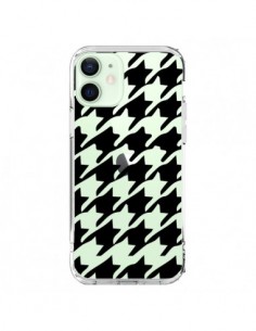 Coque iPhone 12 Mini Vichy Gros Carre noir Transparente -...