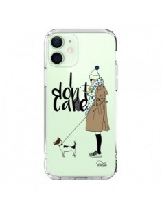 Coque iPhone 12 Mini I don't care Fille Chien...