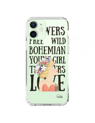 Coque iPhone 12 Mini Flowers Love Transparente - Lolo Santo