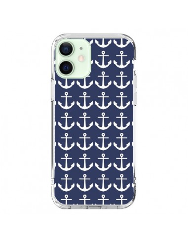 Coque iPhone 12 Mini Ancre Marin Bleu Anchors Navy - Mary Nesrala