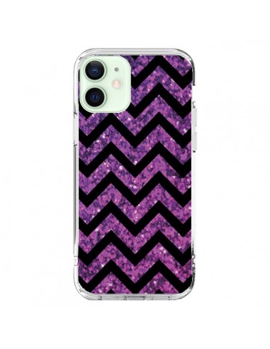 Coque iPhone 12 Mini Chevron Purple Sparkle Triangle Azteque - Mary Nesrala