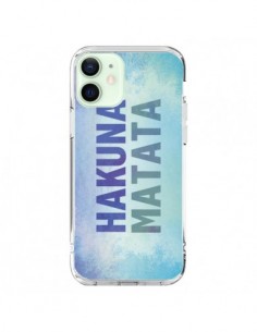 Coque iPhone 12 Mini Hakuna Matata Roi Lion Bleu - Mary...