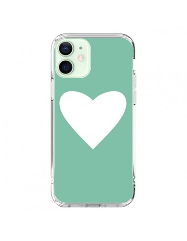 Coque iPhone 12 Mini Coeur Mint Vert - Mary Nesrala