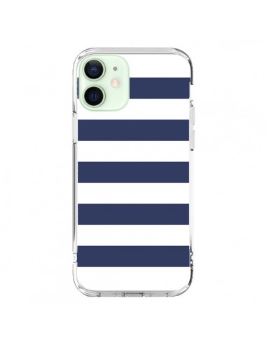 Coque iPhone 12 Mini Bandes Marinières Bleu Blanc Gaultier - Mary Nesrala