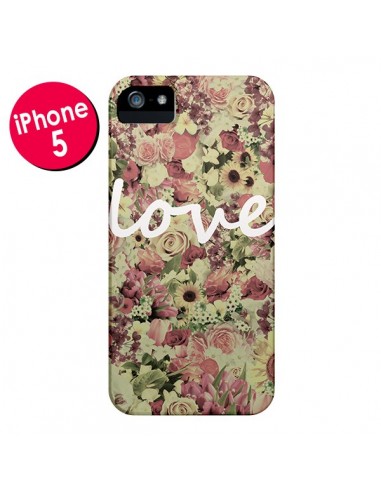 Coque Love Blanc Flower pour iPhone 5 et 5S - Monica Martinez