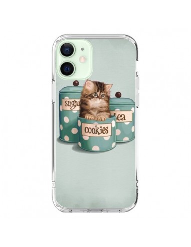 Coque iPhone 12 Mini Chaton Chat Kitten Boite Cookies Pois - Maryline Cazenave