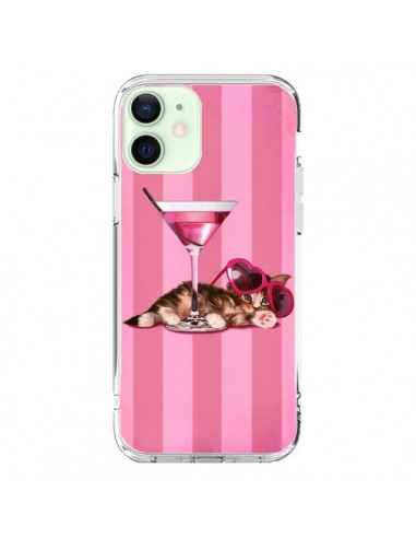Coque iPhone 12 Mini Chaton Chat Kitten Cocktail Lunettes Coeur - Maryline Cazenave