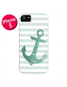 Coque Ancre Vert Navire pour iPhone 5 et 5S - Monica Martinez