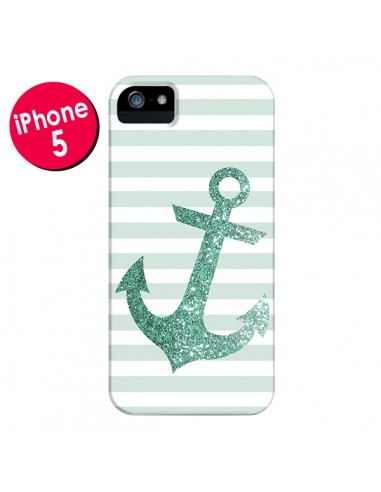 Coque Ancre Vert Navire pour iPhone 5 et 5S - Monica Martinez