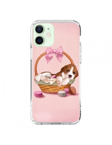 Coque iPhone 12 Mini Chien Dog Panier Noeud Papillon Macarons - Maryline Cazenave