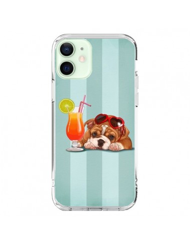 Coque iPhone 12 Mini Chien Dog Cocktail Lunettes Coeur - Maryline Cazenave