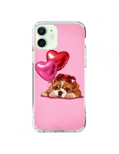 Coque iPhone 12 Mini Chien Dog Lunettes Coeur Ballon - Maryline Cazenave