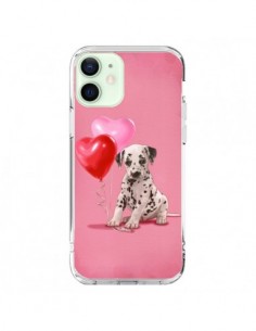 Coque iPhone 12 Mini Chien Dog Dalmatien Ballon Coeur -...