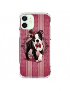 Cover iPhone 12 Mini Cane Gentleman Papillon Cappello -...