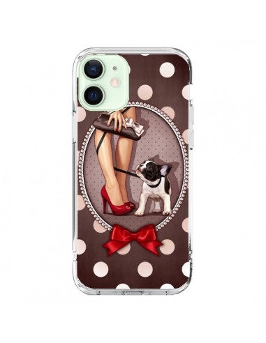 Coque iPhone 12 Mini Lady Jambes Chien Dog Pois Noeud papillon - Maryline Cazenave