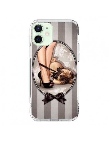 Cover iPhone 12 Mini Lady Nero Papillon Cane Luxe - Maryline Cazenave
