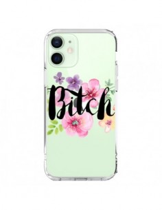 Coque iPhone 12 Mini Bitch Flower Fleur Transparente -...