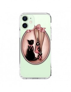 iPhone 12 Mini Case Lady Cat Bow tie Polka Scarpe Clear -...
