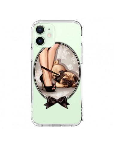 Coque iPhone 12 Mini Lady Jambes Chien Bulldog Dog Noeud Papillon Transparente - Maryline Cazenave