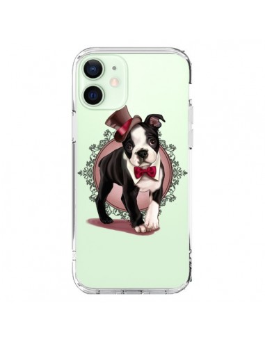 iPhone 12 Mini Case Dog Bulldog Dog Gentleman Bow tie Cappello Clear - Maryline Cazenave