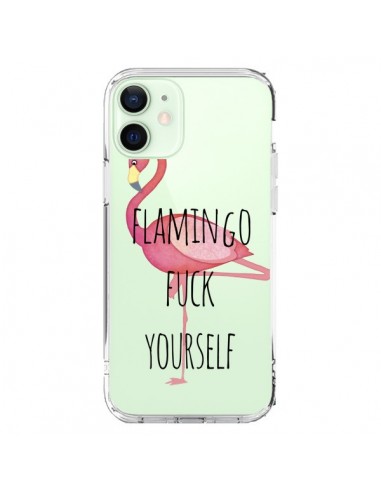 Cover iPhone 12 Mini  Fenicottero Flamingo Fuck Trasparente - Maryline Cazenave