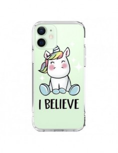 Coque iPhone 12 Mini Licorne I Believe Transparente -...