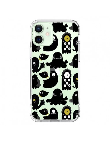 Coque iPhone 12 Mini Monsters Monstres Pattern Transparente - Maria Jose Da Luz