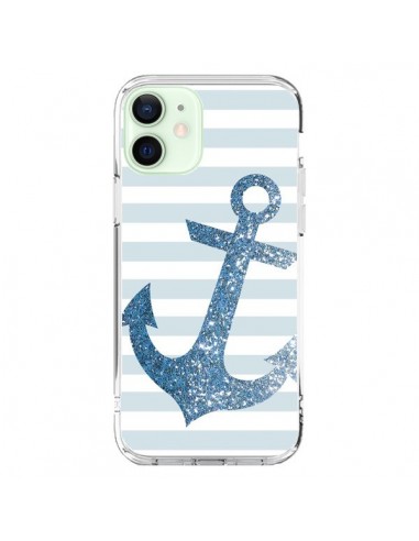 Coque iPhone 12 Mini Ancre Bleu Navire - Monica Martinez