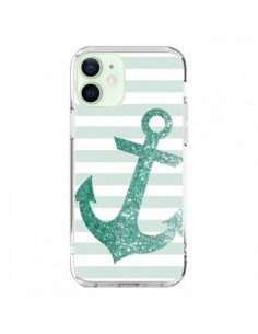 Coque iPhone 12 Mini Ancre Vert Navire - Monica Martinez