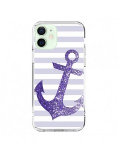 Coque iPhone 12 Mini Ancre Violet Navire - Monica Martinez