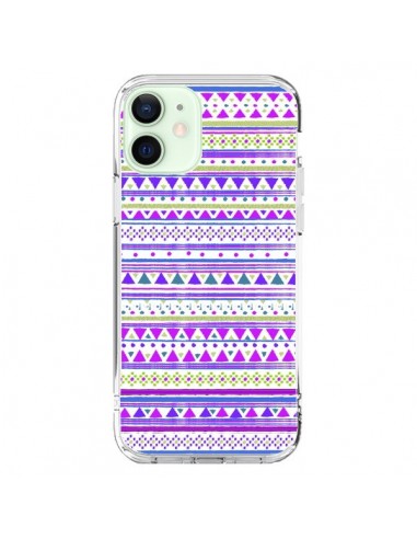 Coque iPhone 12 Mini Bandana Violet Azteque - Monica Martinez