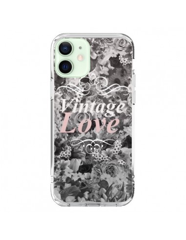 iPhone 12 Mini Case Vintage Love Black Flowers - Monica Martinez