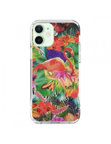 Coque iPhone 12 Mini Tropical Flamant Rose - Monica Martinez