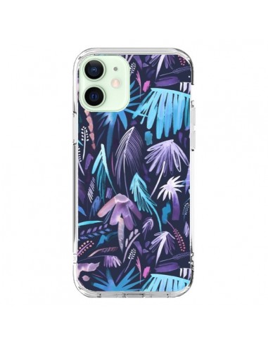 Coque iPhone 12 Mini Brushstrokes Tropical Palms Navy - Ninola Design