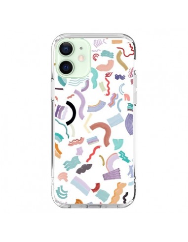 Cover iPhone 12 Mini Curly and Zigzag Stripes Bianco - Ninola Design