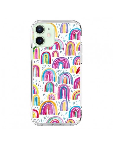 Coque iPhone 12 Mini Cute Watercolor Rainbows - Ninola Design